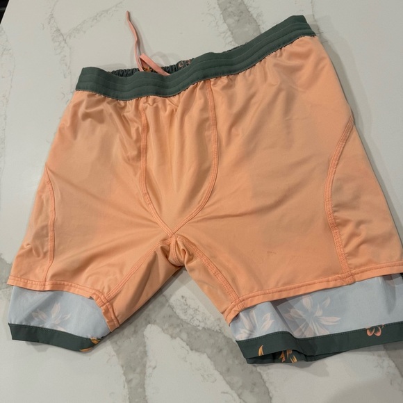 Reel Life Vortex Swim Trunks Lined Floral Mens XL Green/Orange Board Shorts - Picture 8 of 8